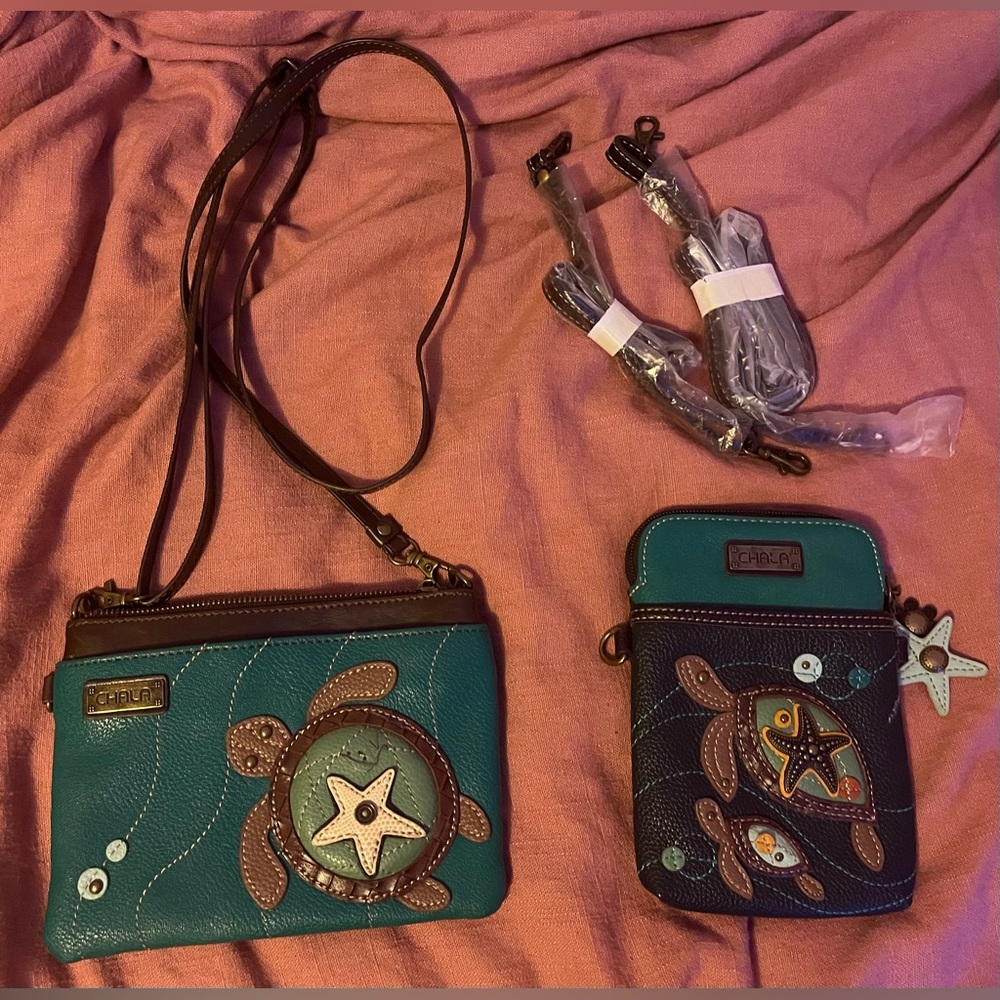 Chala Turtle crossbody and cellphone cross body purses- selling as a set.